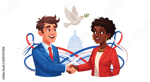 Tableau sur toile Businessman and businesswoman shaking hands.