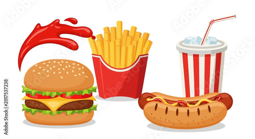Photos Fast Food Meal with Burger Fries.