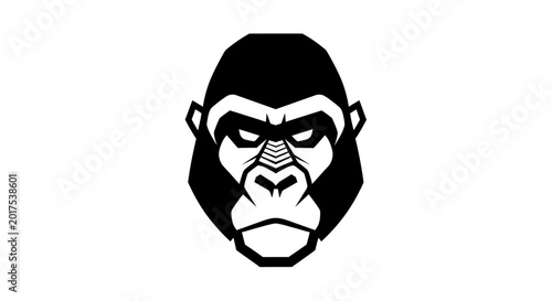 Tableau sur toile Stylized Gorilla Face Icon, Black and White, Vector Art