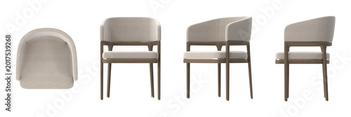 Schilderij op canvas Modern upholstered armchair with wooden frame and elegant gold accents