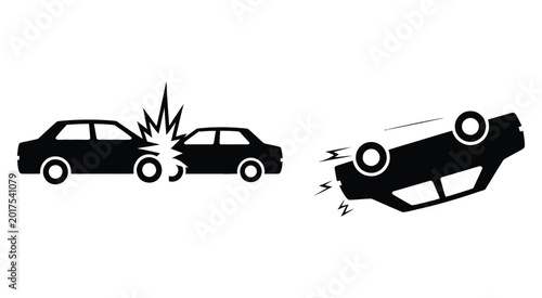 Photos Vehicle accident graphics collision and rollover crash concept vector illustrati