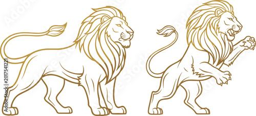 Photography Lion Icon Set Featuring Various Poses and Majestic Designs for Wildlife, Animal,