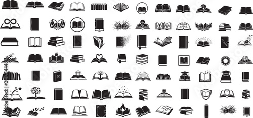 Book icons set. open book sign and symbol,  a closed book, and a stack of books in a minimalist graphic style for educational concepts,  knowledge, stacked volumes, featuring open 
Tropical plant silh