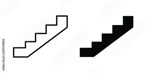 Foto Stairs icon design. Black outline pictogram