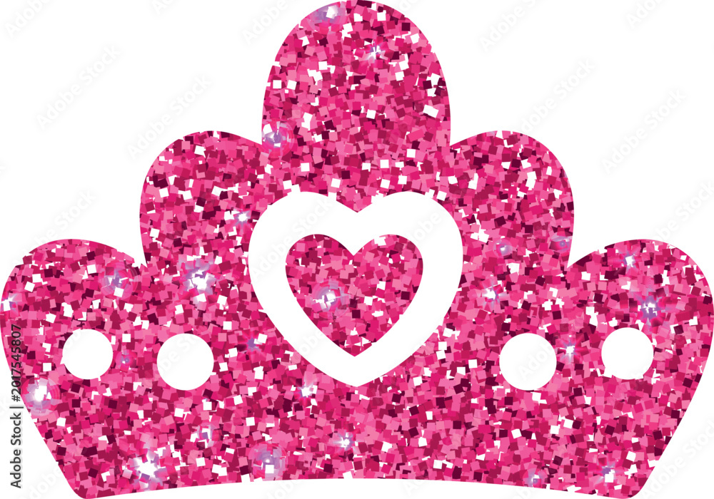 Obraz premium A sparkling pink glitter princess tiara with heart centerpiece in a glamorous royal flat design style