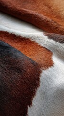 Rich textures and varied colors blend beautifully in the close-up of cow fur, revealing nature's artistry. This lay photograph captures the essence of rural life and its organic beauty