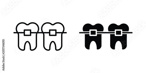 Φωτογραφία Teeth with braces icon design. Black outline pictogram