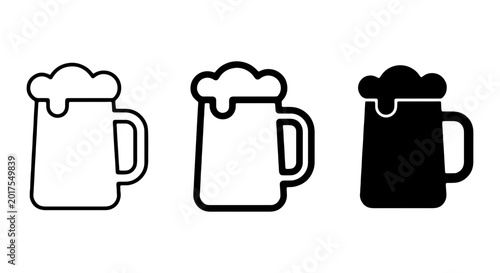 Photos Beer Mug Icons, Frothy Beverage Graphics, Alcohol Drink Symbols, Vector Set