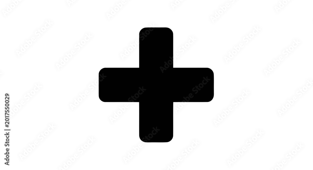 Fototapeta premium Vector illustration of black plus sign icon on a transparent background
