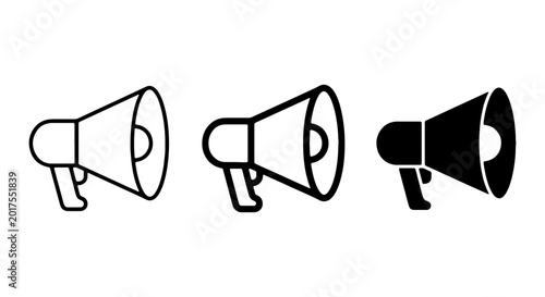 Bild auf Leinwand Megaphone Icons Set, Announcement Symbol, Communication Vector Graphics, Loudspe