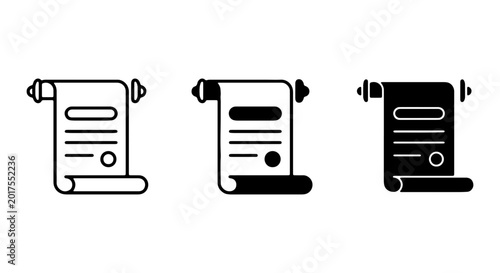 Fotografía Scroll Icons, Parchment Document Symbols, Ancient Manuscript Vector Graphics
