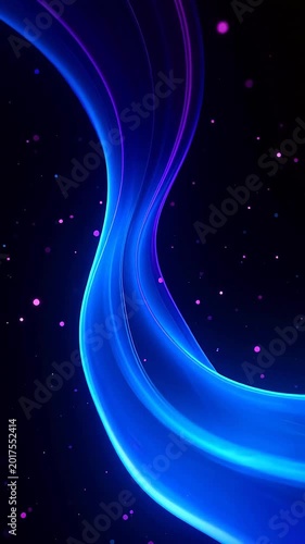 Flowing blue-purple light on starry black background