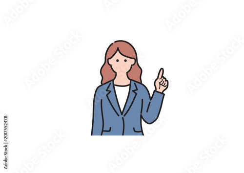 人差し指を立ててポイントを説明するビジネス女性のイラスト ベクター