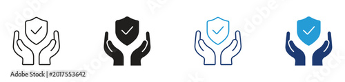 Foto Hands holding shield icon set, representing protection, safety, secure support,