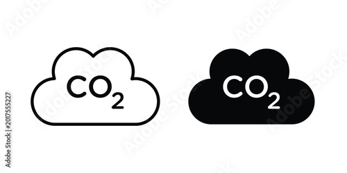 Fotografía Co2 Cloud icon design. Black outline pictogram