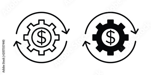 Cost optimization icon design. Black outline pictogram