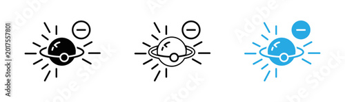 Photos Negative ion generator icon set line outline and filled styles
