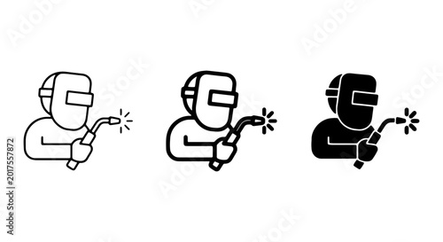 Quadro su tela Welder Icons, MIG Welding Symbol, Industrial Worker Silhouette, Metal Fabricatio