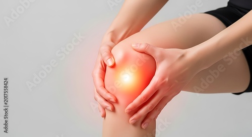 Hands holding inflamed knee highlighting joint pain and discomfort