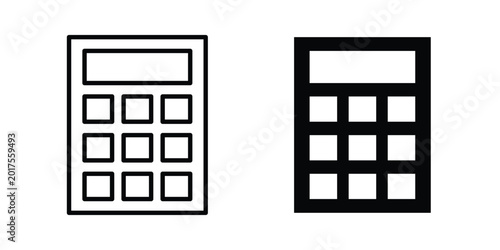 Φωτογραφία finance calculator icon design. Black outline pictogram