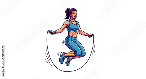 Fotografie Woman jumping rope for fitness and exercise.