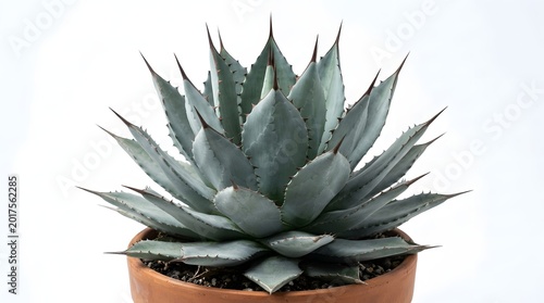 Potted agave plant in terracotta pot