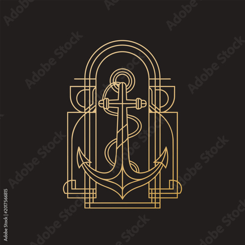 Photos Vector illustration of a traditional steel nautical anchor with a coiled rope and crossbar, isolated on a white background, depicting maritime equipment and naval symbolism