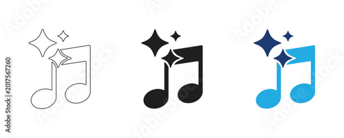 Cuadro en lienzo Sparkle Music Note Icon Set vector illustration