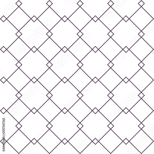 Seamless retro black grid pattern created from overlapping squares on a transparent background