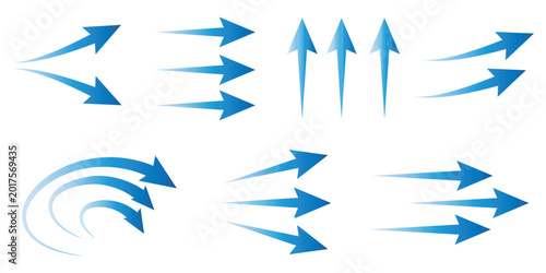Quadro su tela Set of blue arrow showing air flow isolated on white background - vector eps 10