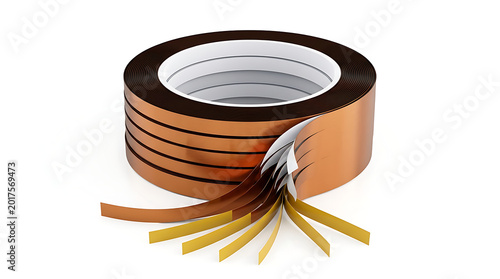 Kapton polyimide high temperature tape strips isolated on white background
