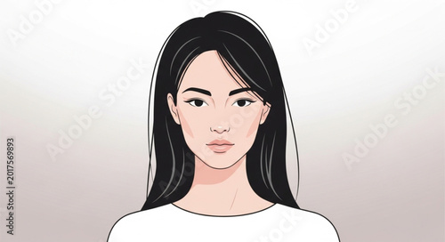 Young Woman with Long Hair.