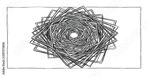 Abstract geometric pattern with overlapping squares creating a spiral effect.