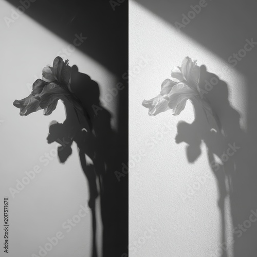 Emotional Transition from Sharp to Soft Shadows in Device, Minimal White Background