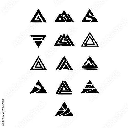Set of black triangle logo icons and geometric shapes Free Download Set of black triangle logo icons and geometric shapes - GFXLoad