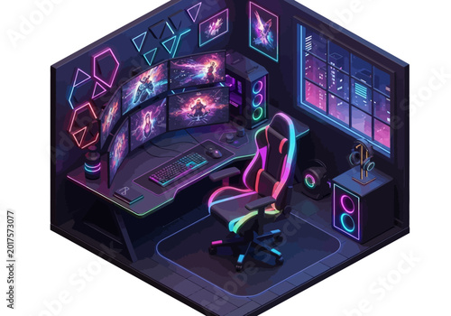 Canvas Print Woman sitting in gaming chair.