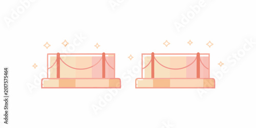 Foto Velvet rope barrier with stanchions flat vector illustration