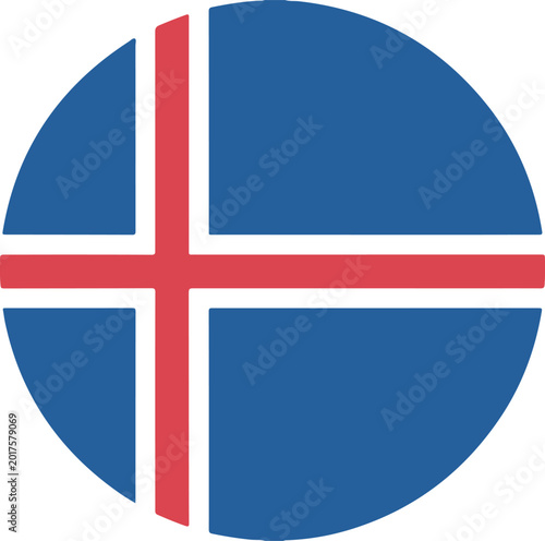 Foto Circular illustration with the national flag of iceland