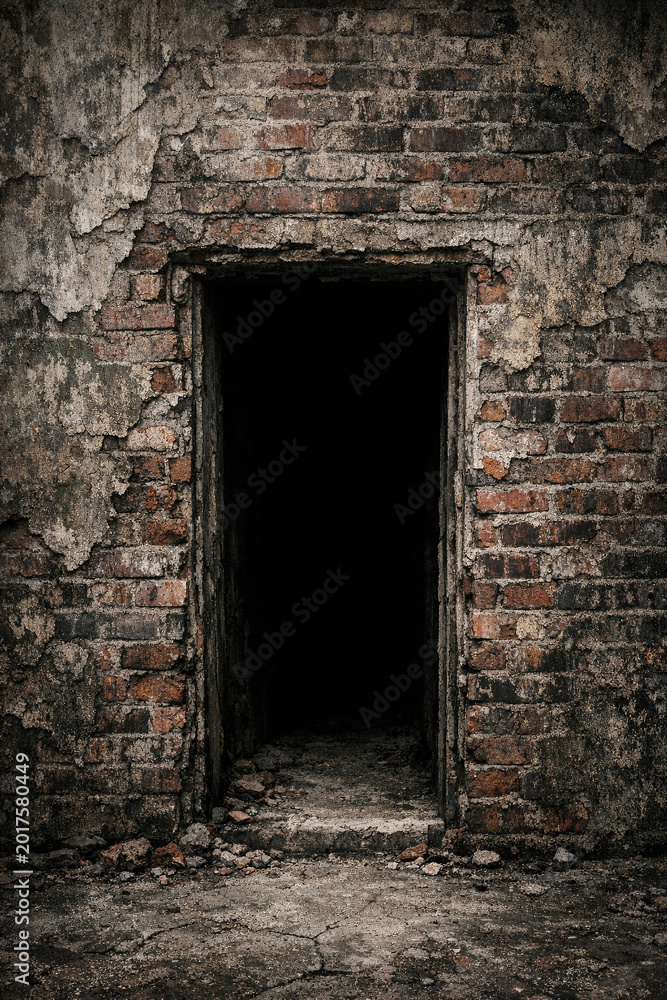 Fototapeta premium Abandoned Brick Building Entrance