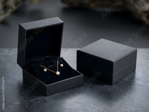 Luxury Black Jewelry Gift Box Mockup with Elegant Dark Background
