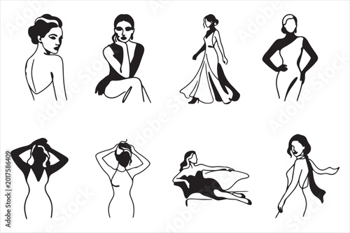 Silhouette art set of fashion illustration