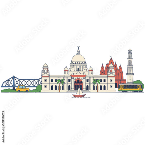 Kolkata India Landmark Flat Design