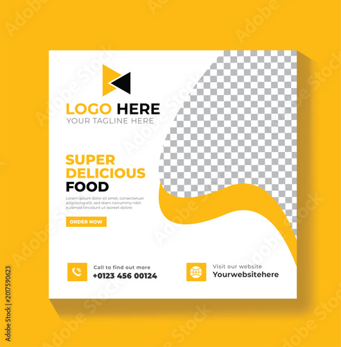 Professional Food Promotion Flyer Design, Restaurant Social Media Banner Template	

