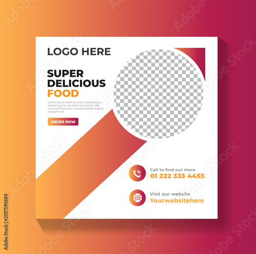 Professional Food Promotion Flyer Design, Restaurant Social Media Banner Template	
