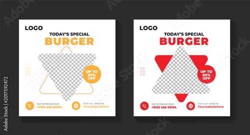 Food Banner Social Media Template, Creative Restaurant Promotional Flyer Design	
