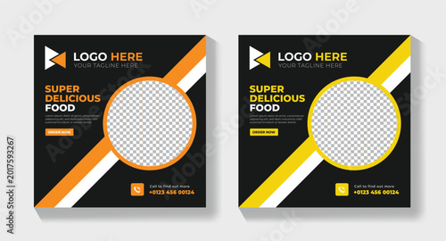 Professional Food Promotion Flyer Design, Restaurant Social Media Banner Template	

