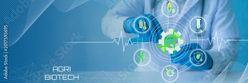 Konstfotografi Scientist working with advanced agricultural biotechnology and digital health mo