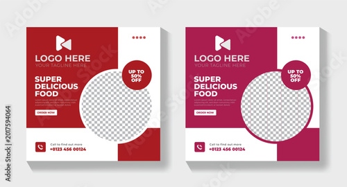Professional Food Promotion Flyer Design, Restaurant Social Media Banner Template	
