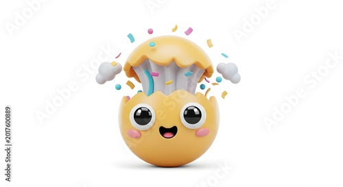 Playful Egg Emoji Character with Big Eyes and Exploding Top