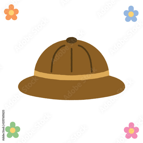 Fotografía Traditional brown pith helmet for safari and tropical adventure exploration